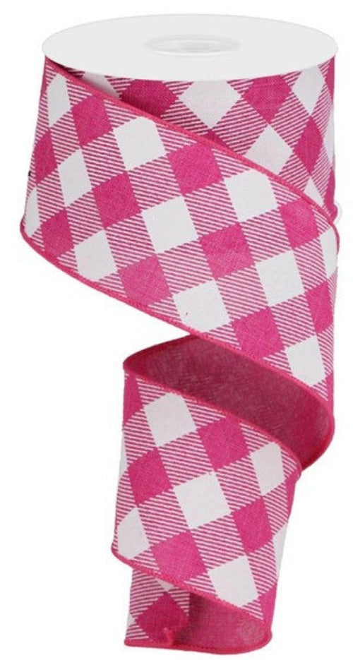 2.5" Pink & White Check Ribbon - Designer DIY