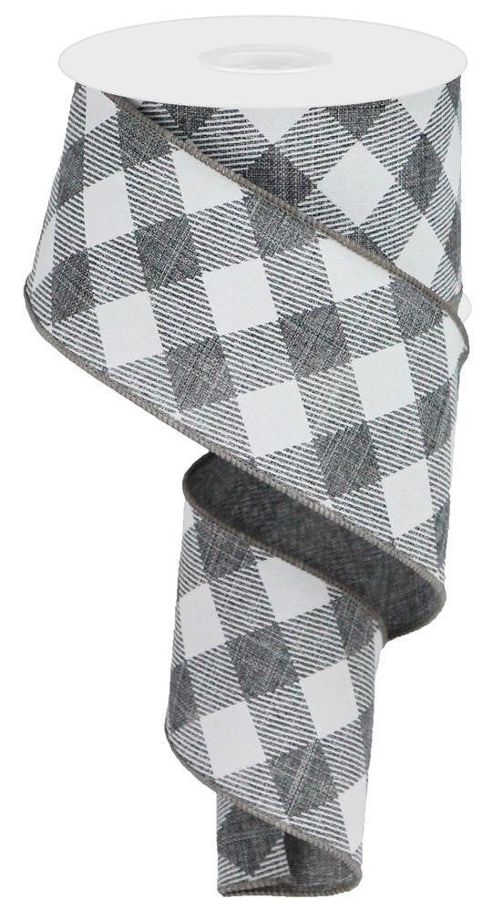 2.5" Gray & White Check Ribbon - Designer DIY