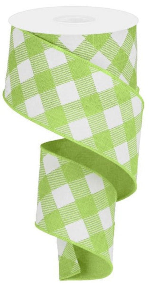 2.5" Lime Green & White Check Ribbon - Designer DIY