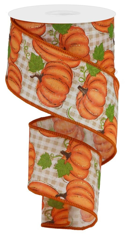 2.5" Pumpkin Check Ribbon - Designer DIY