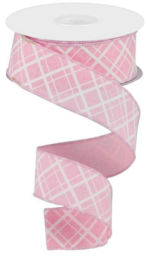 1.5" Light Pink & White Check Ribbon - Designer DIY