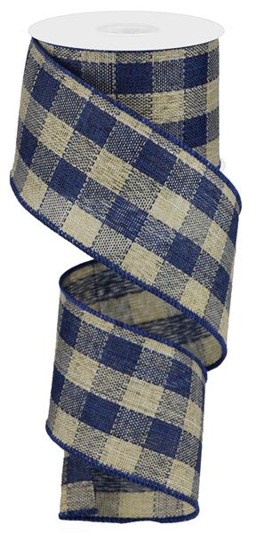 2.5" Blue & Natural Check Ribbon - Designer DIY