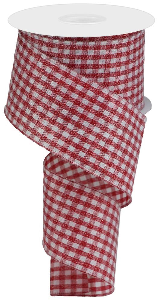 2.5" Glitter Gingham Ribbon | Red & White - Designer DIY