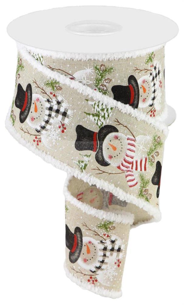 2.5" Natural Snowman Ribbon - Designer DIY
