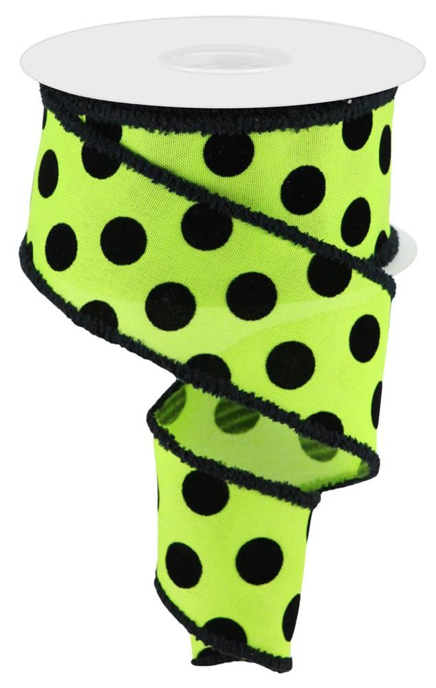 2.5" Lime with Black Dot Ribbon - Designer DIY