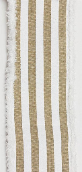 2.5" Natural with White Stripe Ribbon - Designer DIY