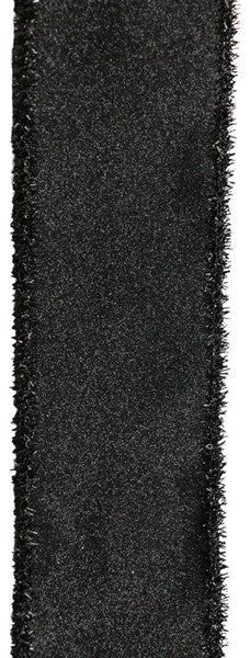 2.5" Black Glitter with Tinsel Edge Ribbon - Designer DIY