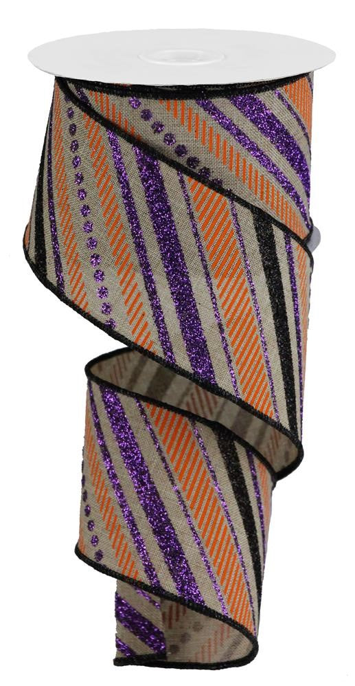 2.5" Halloween Glitter Stripe Ribbon - Designer DIY