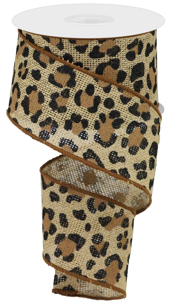 2.5" Leopard Print Burlap Ribbon - Designer DIY