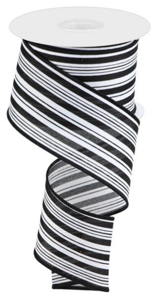 2.5" Black & White Stripe Ribbon - Designer DIY
