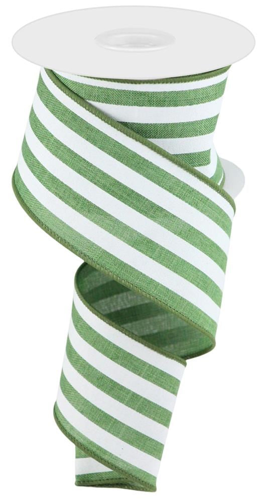2.5" Green & White Stripe Ribbon - Designer DIY