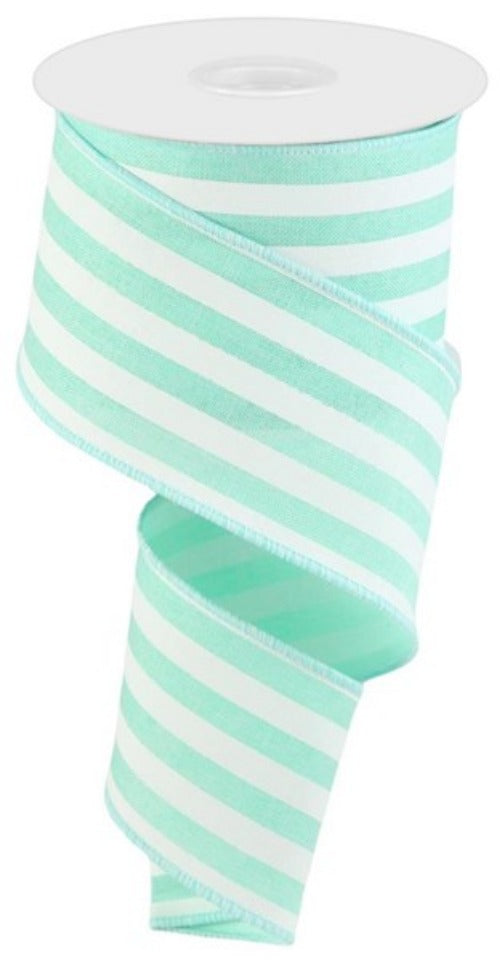 2.5" Mint & White Stripe Ribbon - Designer DIY