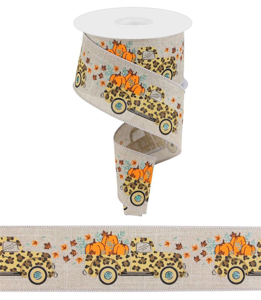 2.5" Fall Leopard Truck Ribbon - Designer DIY