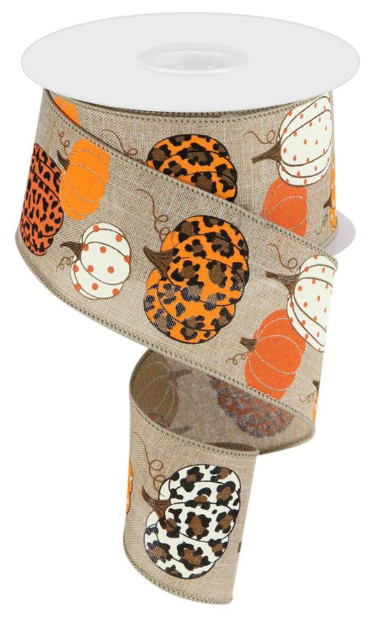 2.5" Leopard Pumpkin Ribbon - Designer DIY