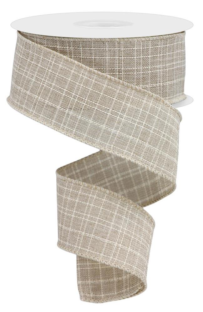 1.5" Natural Check Ribbon - Designer DIY