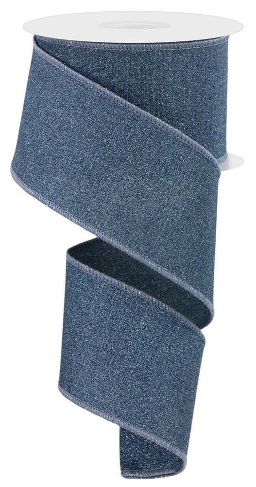 2.5" Denim Blue Glitter Ribbon - Designer DIY
