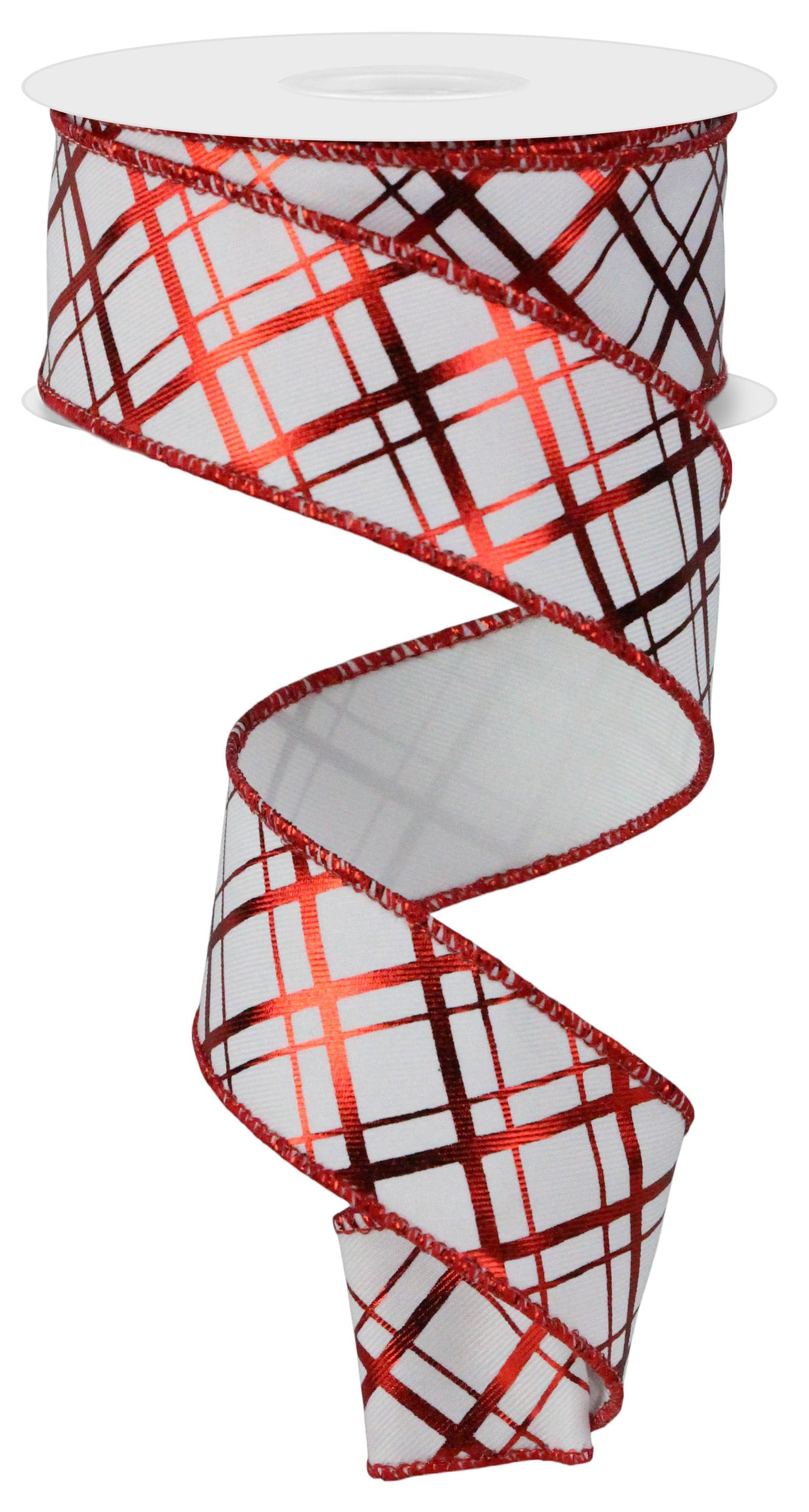 1.5" Red Metallic Plaid Ribbon - Designer DIY