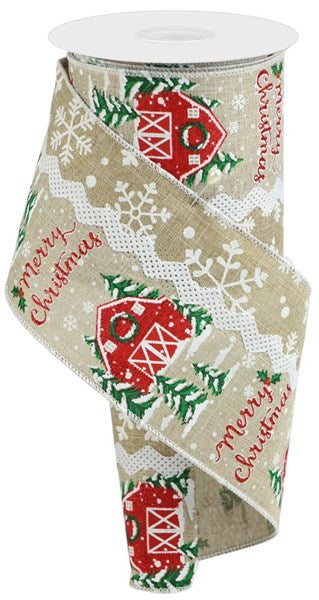 4" Christmas Barn Ribbon - Designer DIY