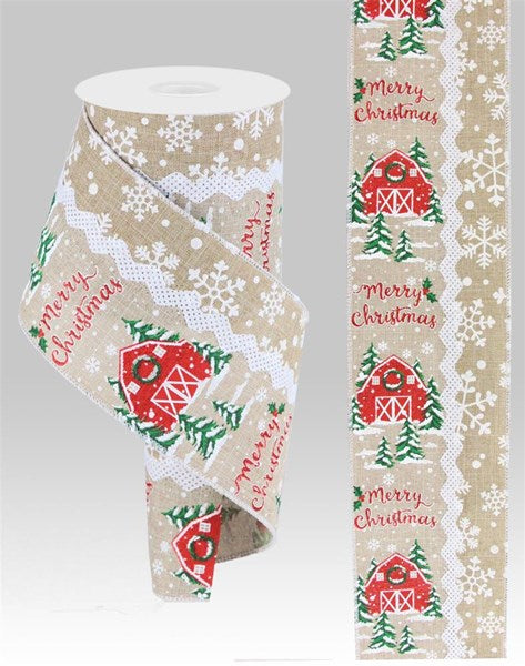 4" Christmas Barn Ribbon - Designer DIY