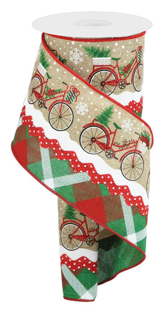 4" Christmas Bicycle Ribbon - Designer DIY