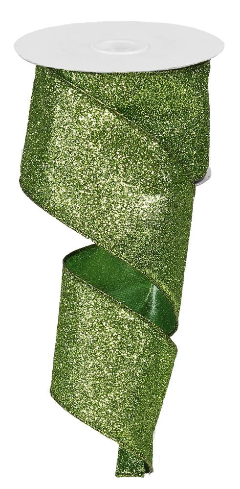 2.5" Lime Green Glitter Ribbon - Designer DIY