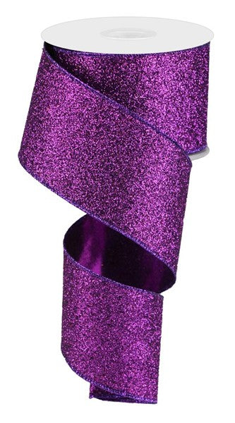 2.5" Purple Fuchsia Glitter Ribbon - Designer DIY