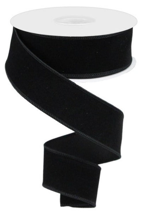 Velvet Ribbon - Black - 1/4 wide