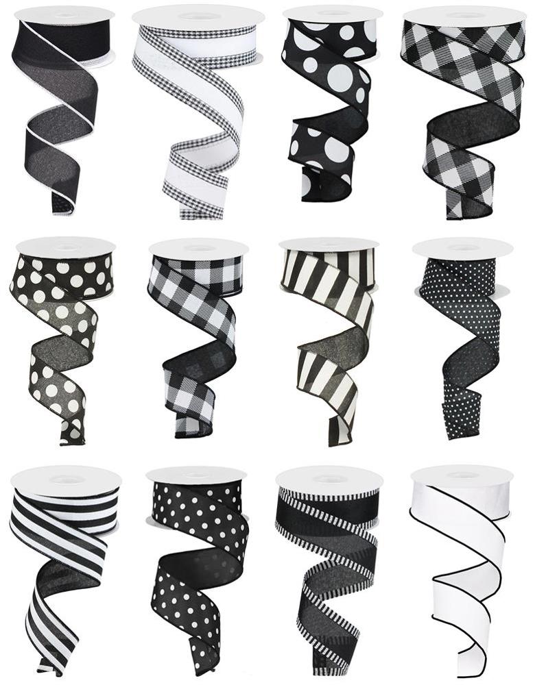 Ribbon Assortment, 1.5 Black and White