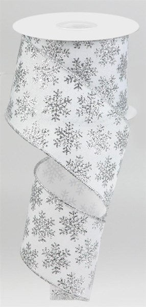 2.5" White with Silver Snowflake Ribbon - Designer DIY