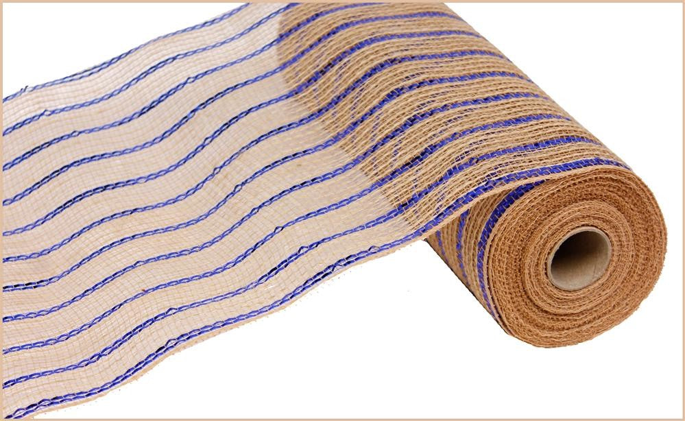 10.5" Natural with Royal Blue Striped Mesh - Designer DIY
