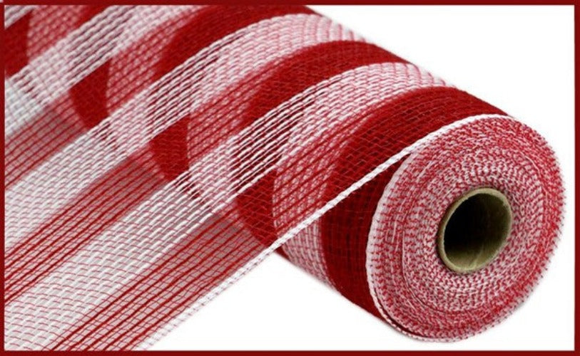 10.5" Red & White Stripe Mesh - Designer DIY