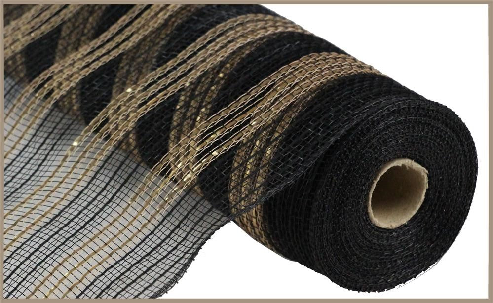 10.5" Black with Gold Foil Stripe Mesh - Designer DIY