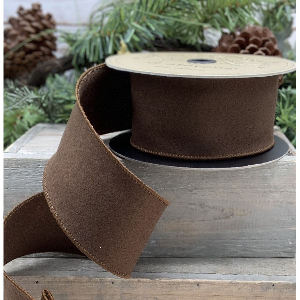 2.5" Brown Wool Felt DESIGNER Ribbon - Designer DIY