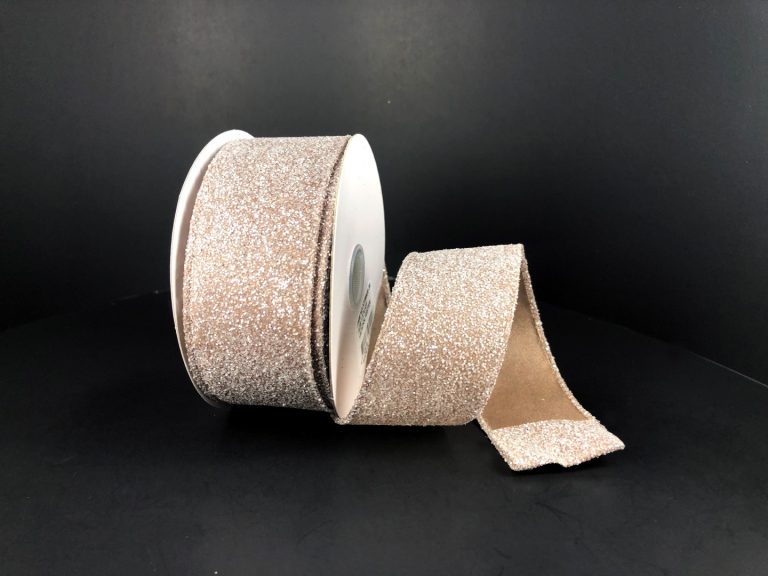 1.5" Taupe Frosted Glitter Ribbon - Designer DIY