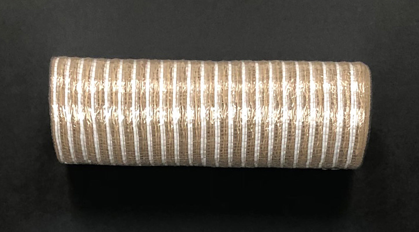 10" Natural & Mesh Stripe Mesh - Designer DIY