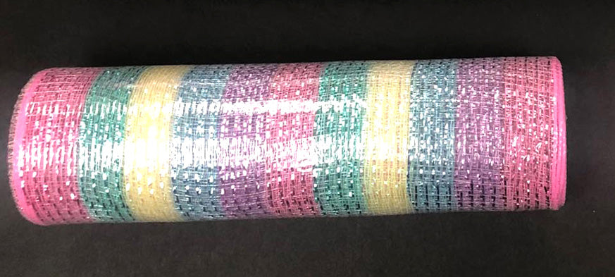 10" Pastel Stripe Metallic Mesh - Designer DIY