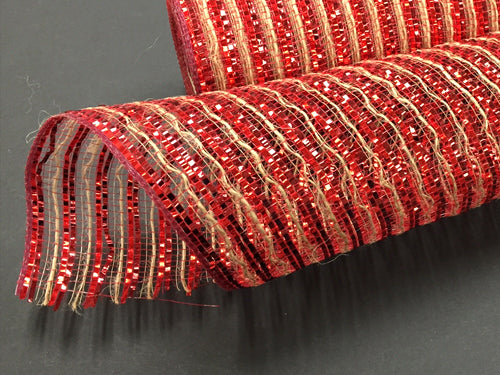 10" Dark Red Metallic with Jute Mesh - Designer DIY