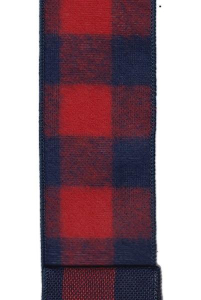 2.5" Navy & Red Faux Wool Check DESIGNER Ribbon - Designer DIY