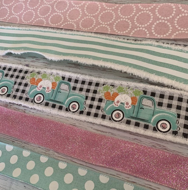 Easter DIY Bow Kit | Pink Aqua Bunny Truck