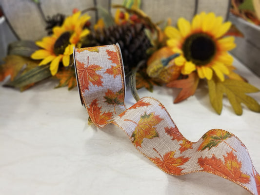 2.5" Fall Leaf Ribbon