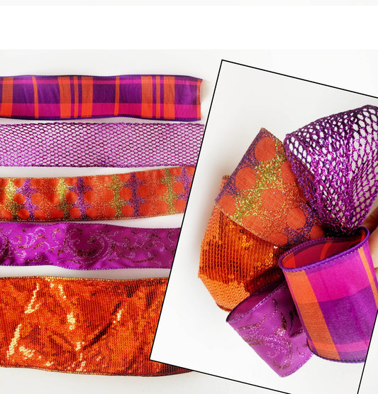 Halloween DIY Bow Kit | Orange & Purple - Designer DIY