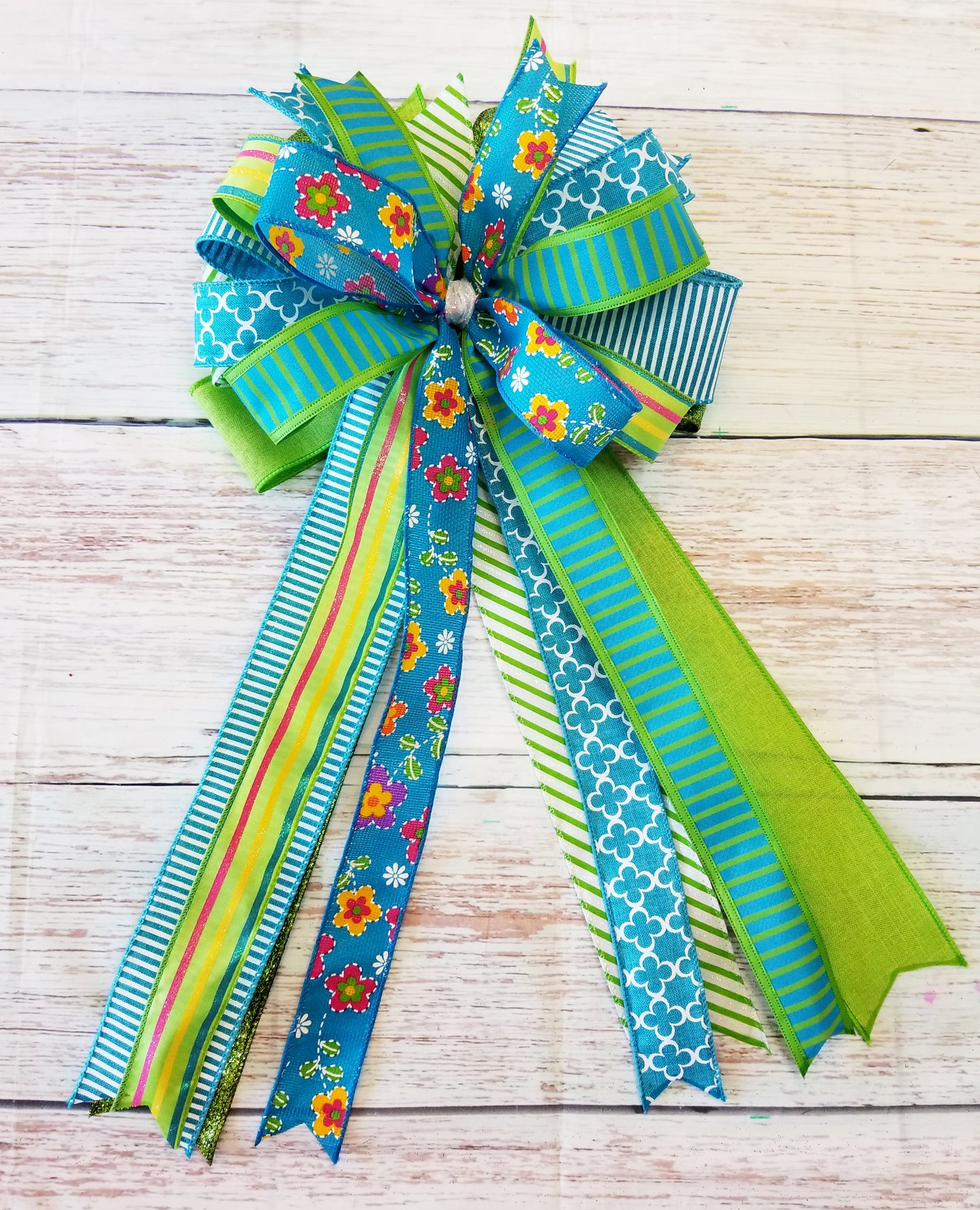 Blue & Lime Handmade Bow - Designer DIY