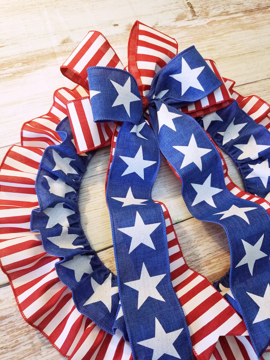 Patriotic Wreath | Ruffle Ribbon Wreath - Designer DIY