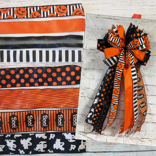 Halloween Bow Making Kit | Advanced | Orange Black - Designer DIY