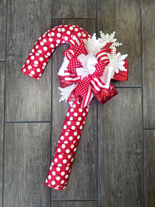 Candy Cane Door Hanger | Red White Snowflakes