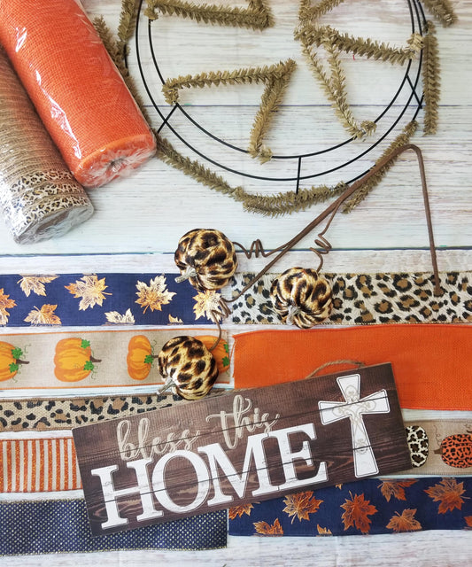 Fall Wreath Kit | Leopard Pumpkin - Designer DIY