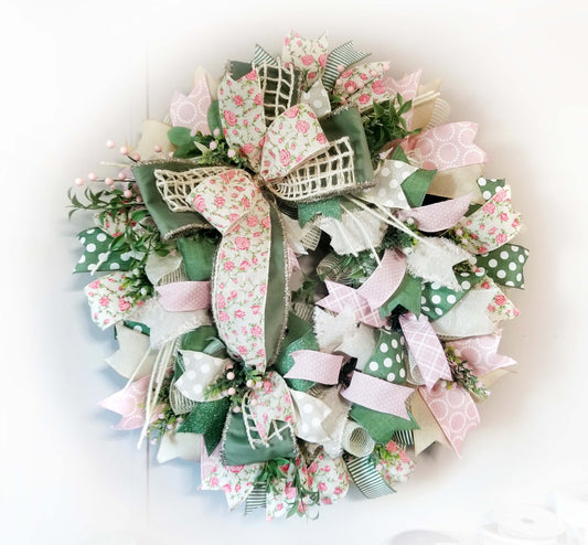 Spring Floral Wreath | Pink & Sage - Designer DIY