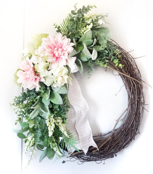 Floral Grapevine Wreath for Door - Designer DIY