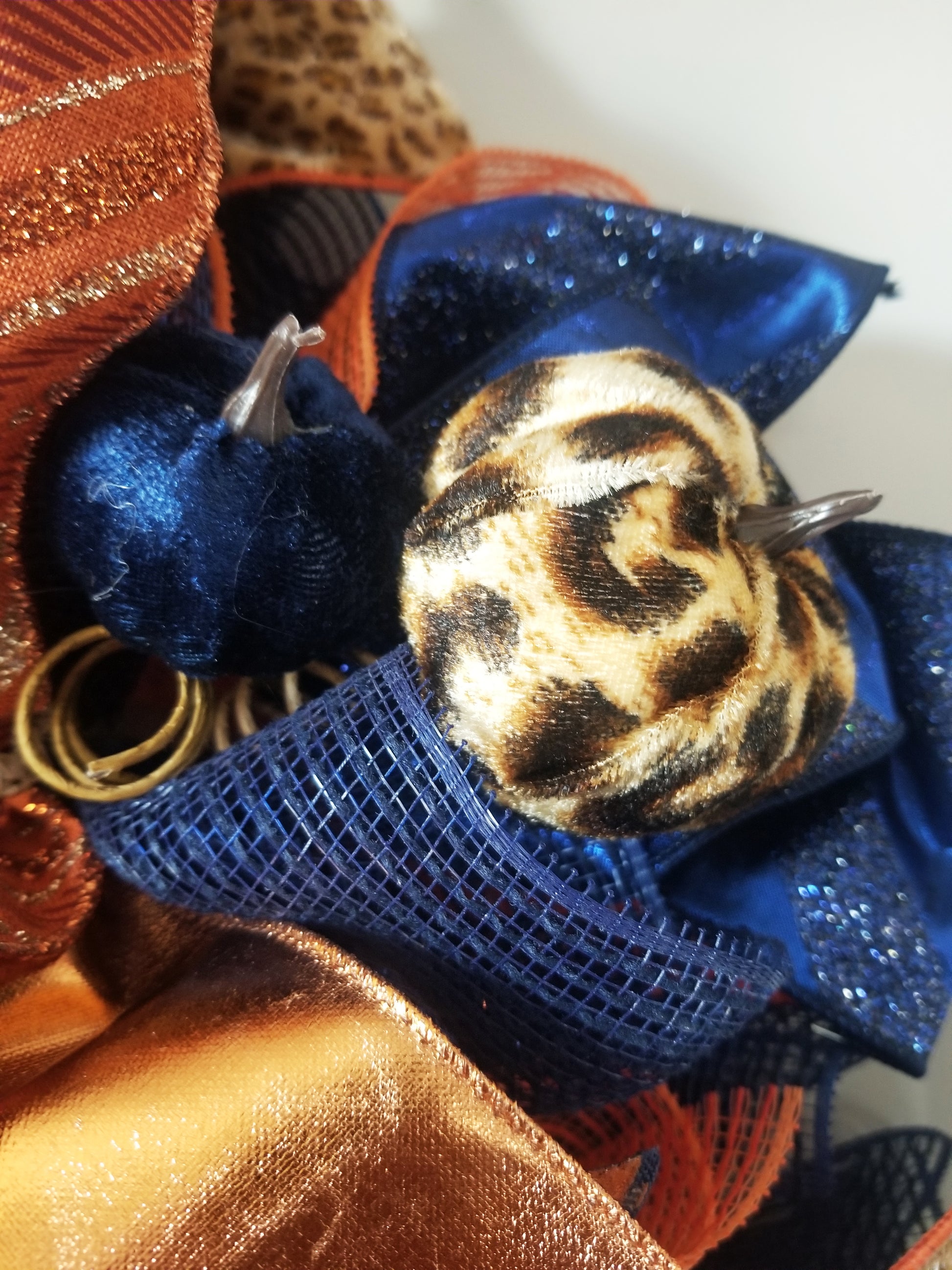 Fall Pumpkin Wreath | Navy, Copper, Leopard Print - Designer DIY