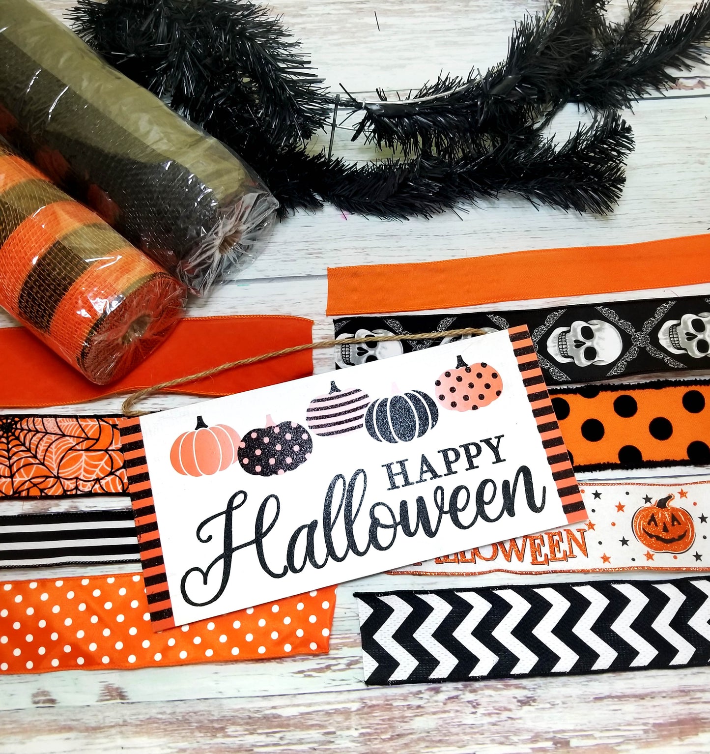 Happy Halloween Wreath Kit | Orange & Black